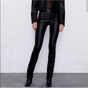 NWT ZARA Extra long leather leggings